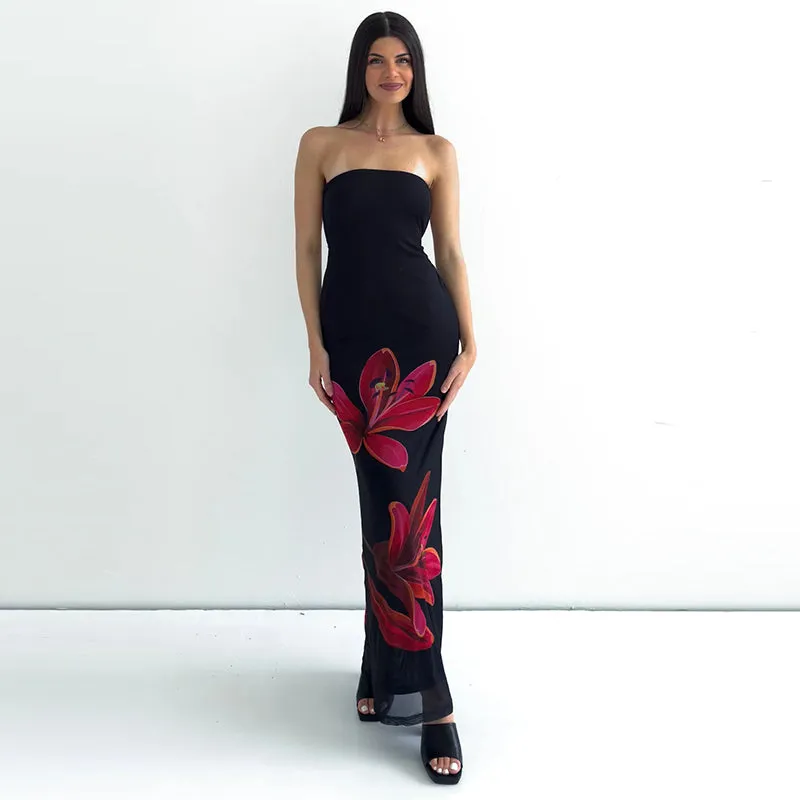 Kahli Strapless Floral Maxi Dress