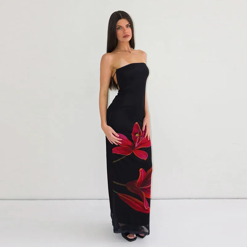 Kahli Strapless Floral Maxi Dress