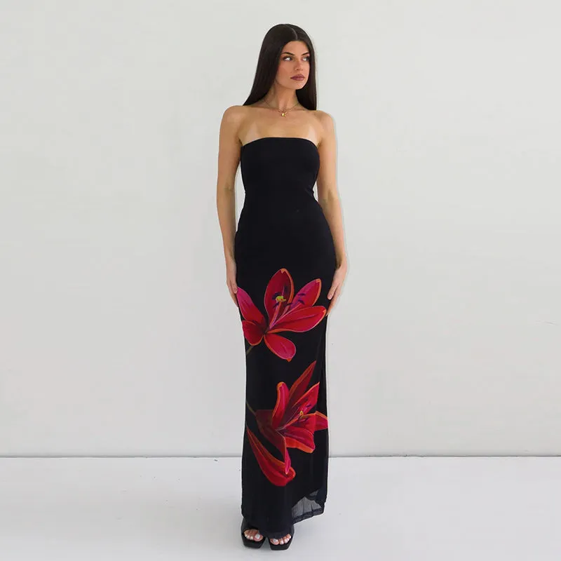 Kahli Strapless Floral Maxi Dress