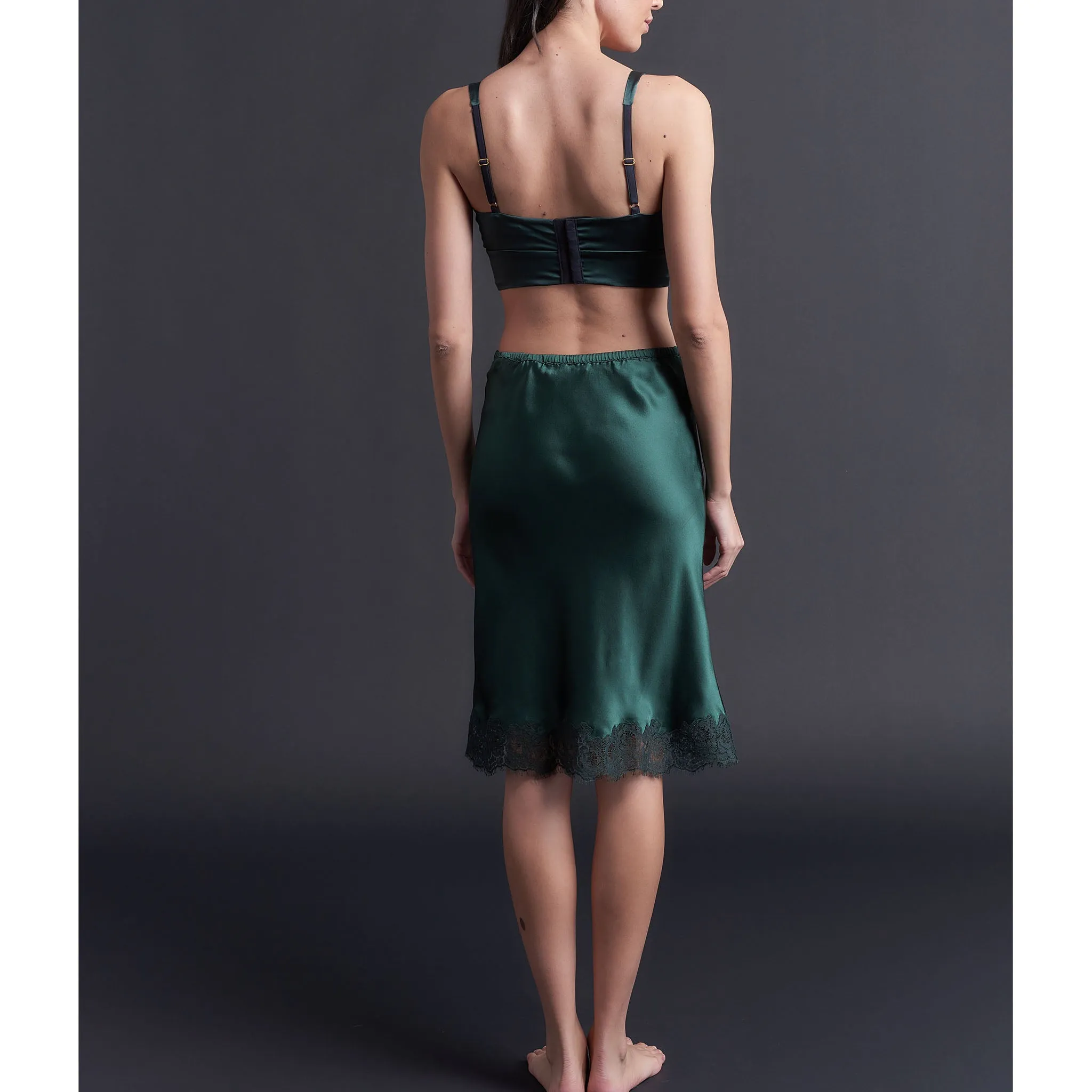 Kali Half Slip in Forest Silk Charmeuse