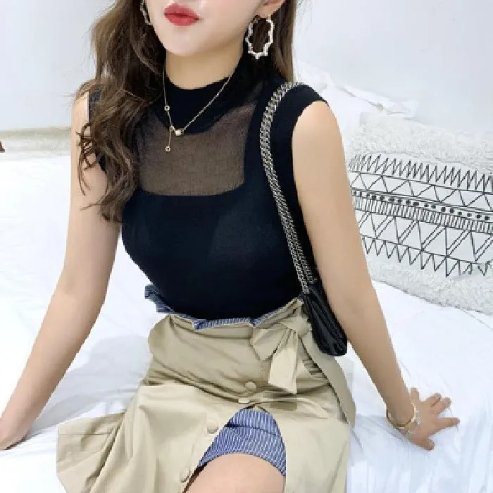 Knitted Camisole Women Summer Loose Outdoor Sleeveless Matching Popular Suits Matching INS Tops Outerwear