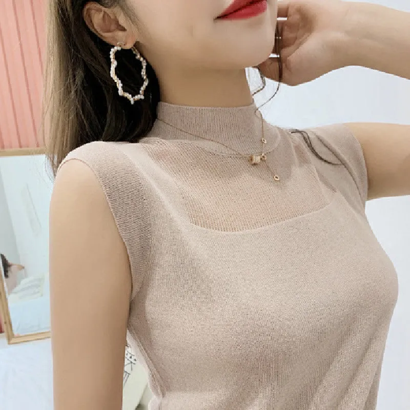 Knitted Camisole Women Summer Loose Outdoor Sleeveless Matching Popular Suits Matching INS Tops Outerwear