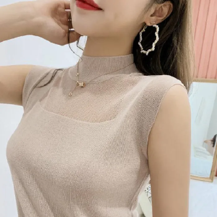 Knitted Camisole Women Summer Loose Outdoor Sleeveless Matching Popular Suits Matching INS Tops Outerwear