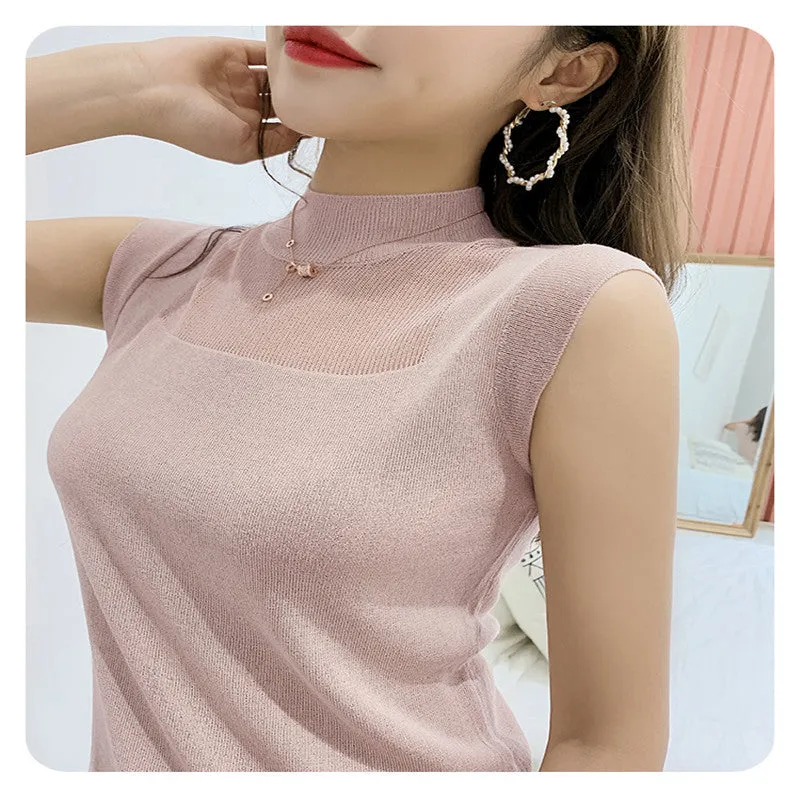 Knitted Camisole Women Summer Loose Outdoor Sleeveless Matching Popular Suits Matching INS Tops Outerwear