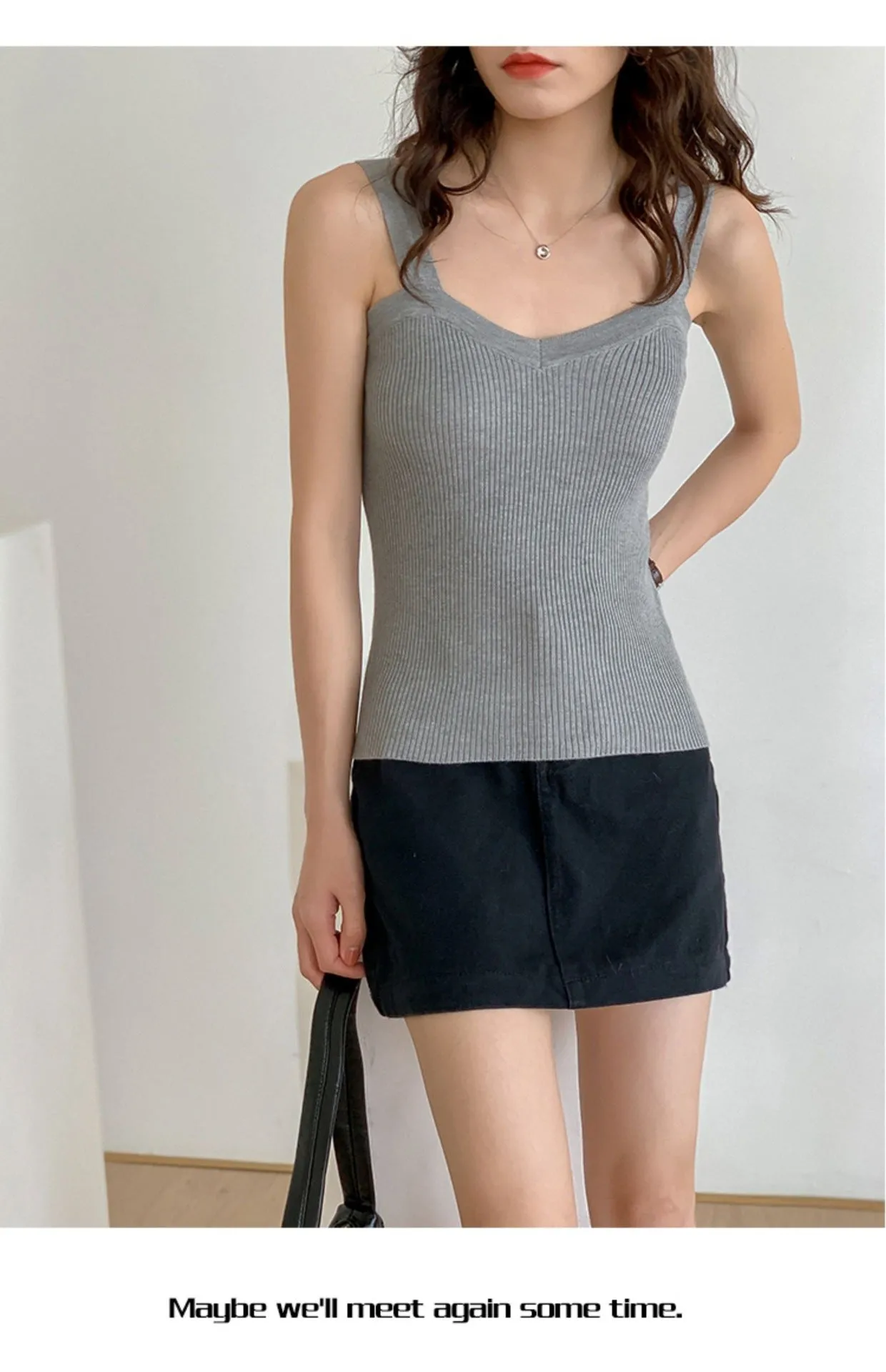 Korean Solid Colored Summer Matching Sweater Camisole Women Sleeveless Outdoor Tops Camisole