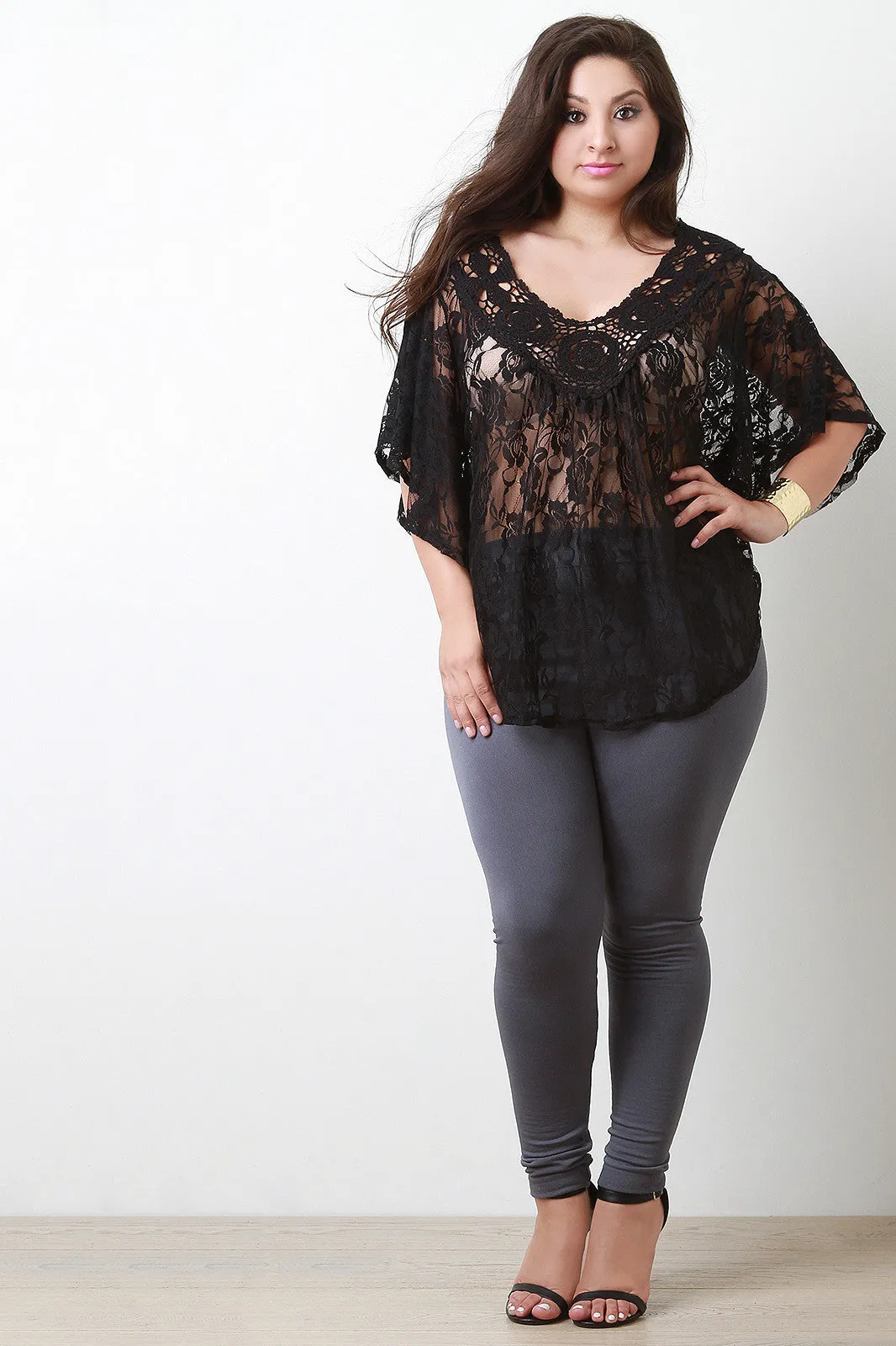 Lace and Crochet Flowy Top