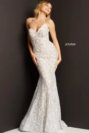 Lace Strapless Mermaid Dress by Jovani 08215