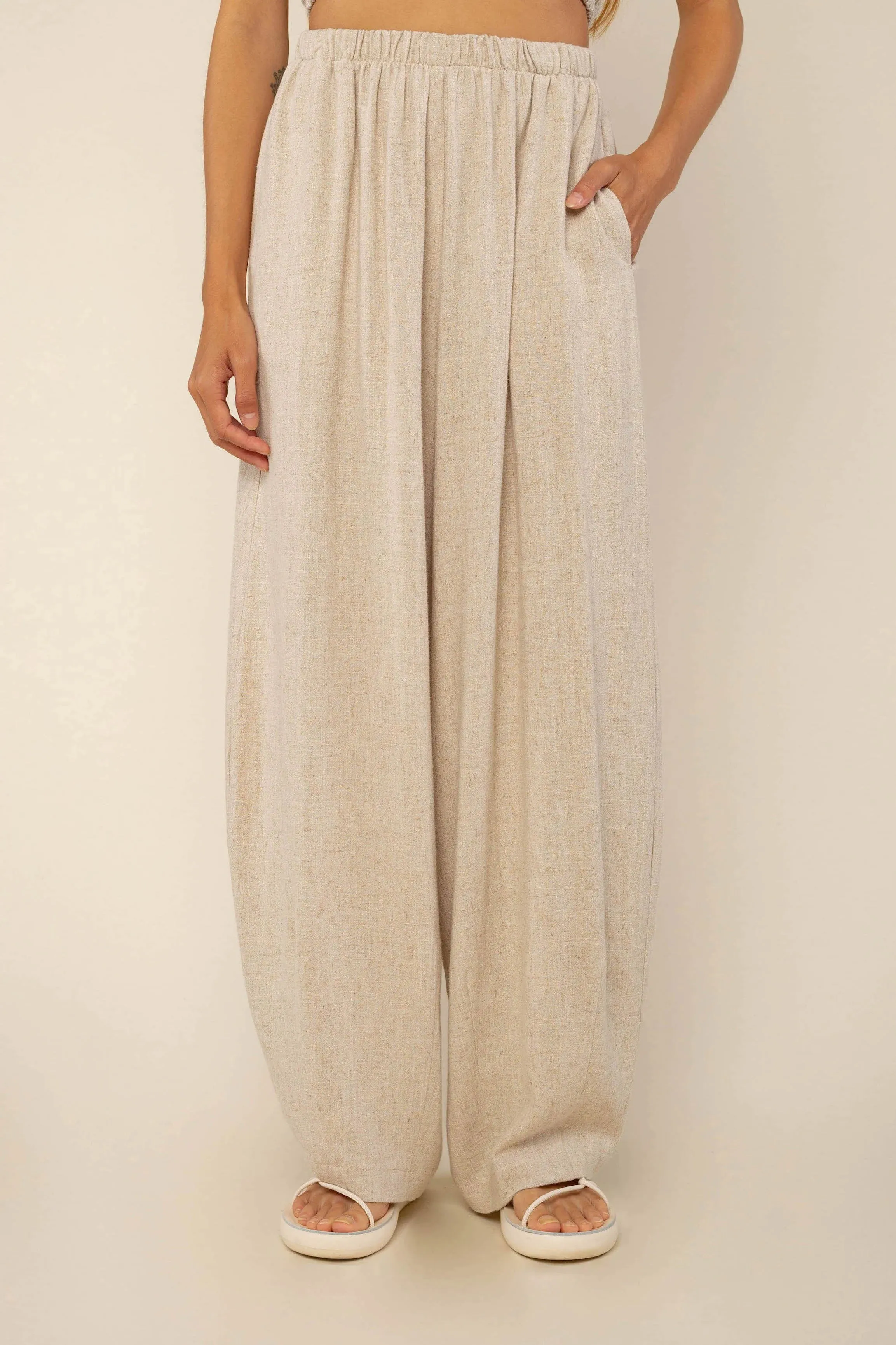 Linen Lantern Pant in Natural