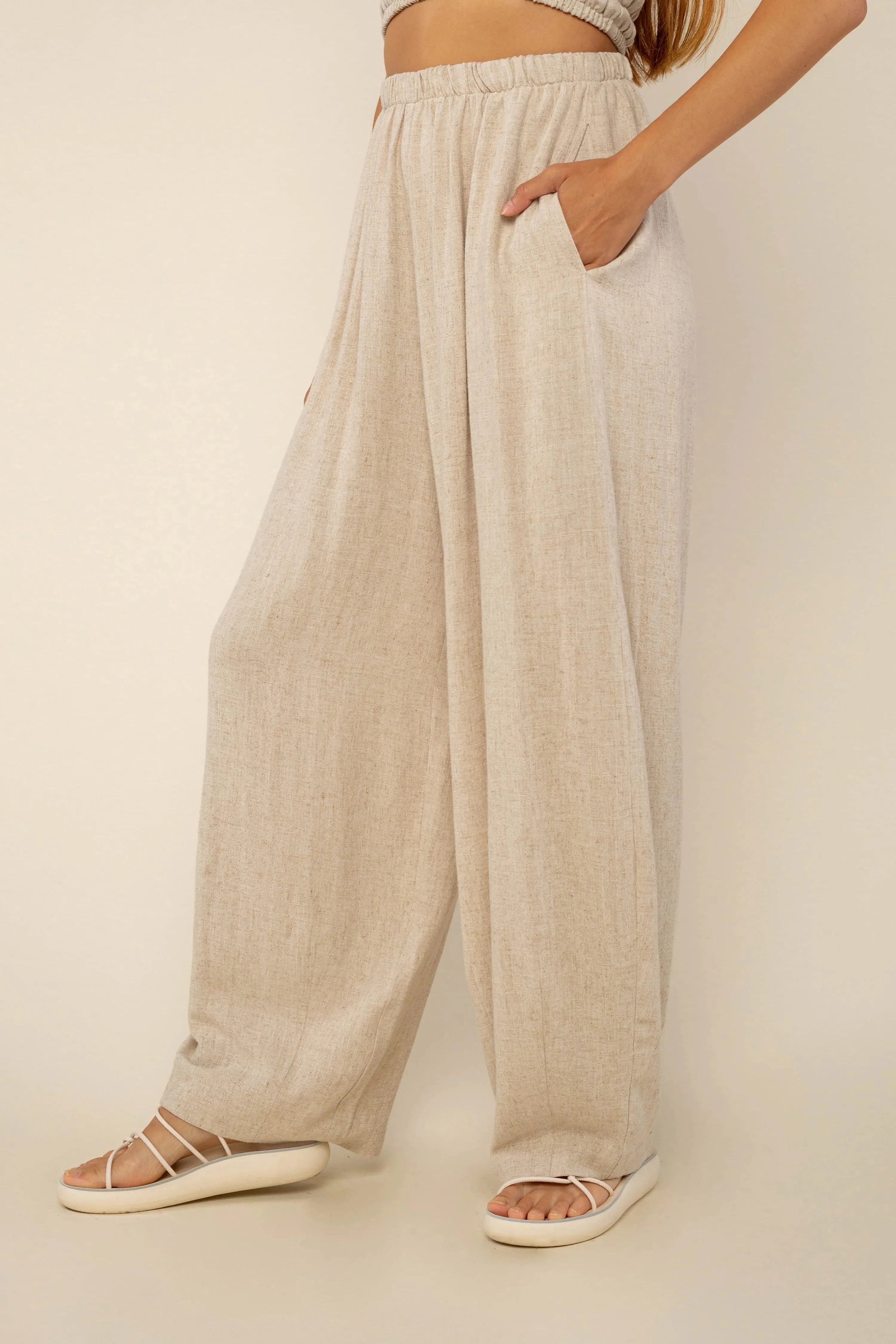 Linen Lantern Pant in Natural