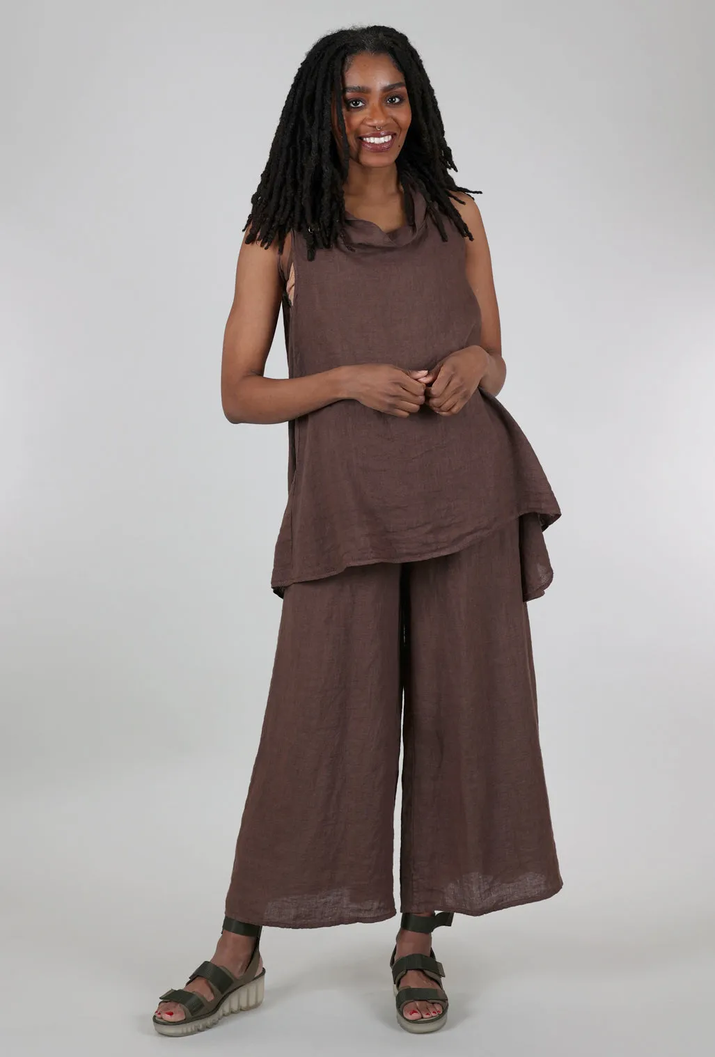 Linen Palazzo Pant, Caffe