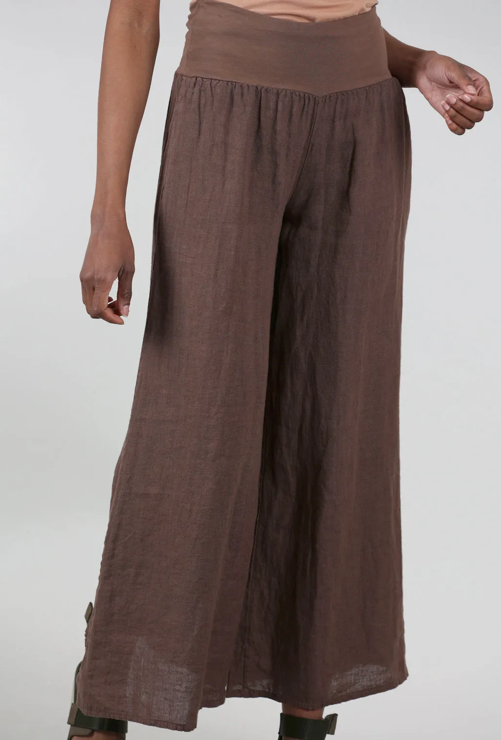 Linen Palazzo Pant, Caffe