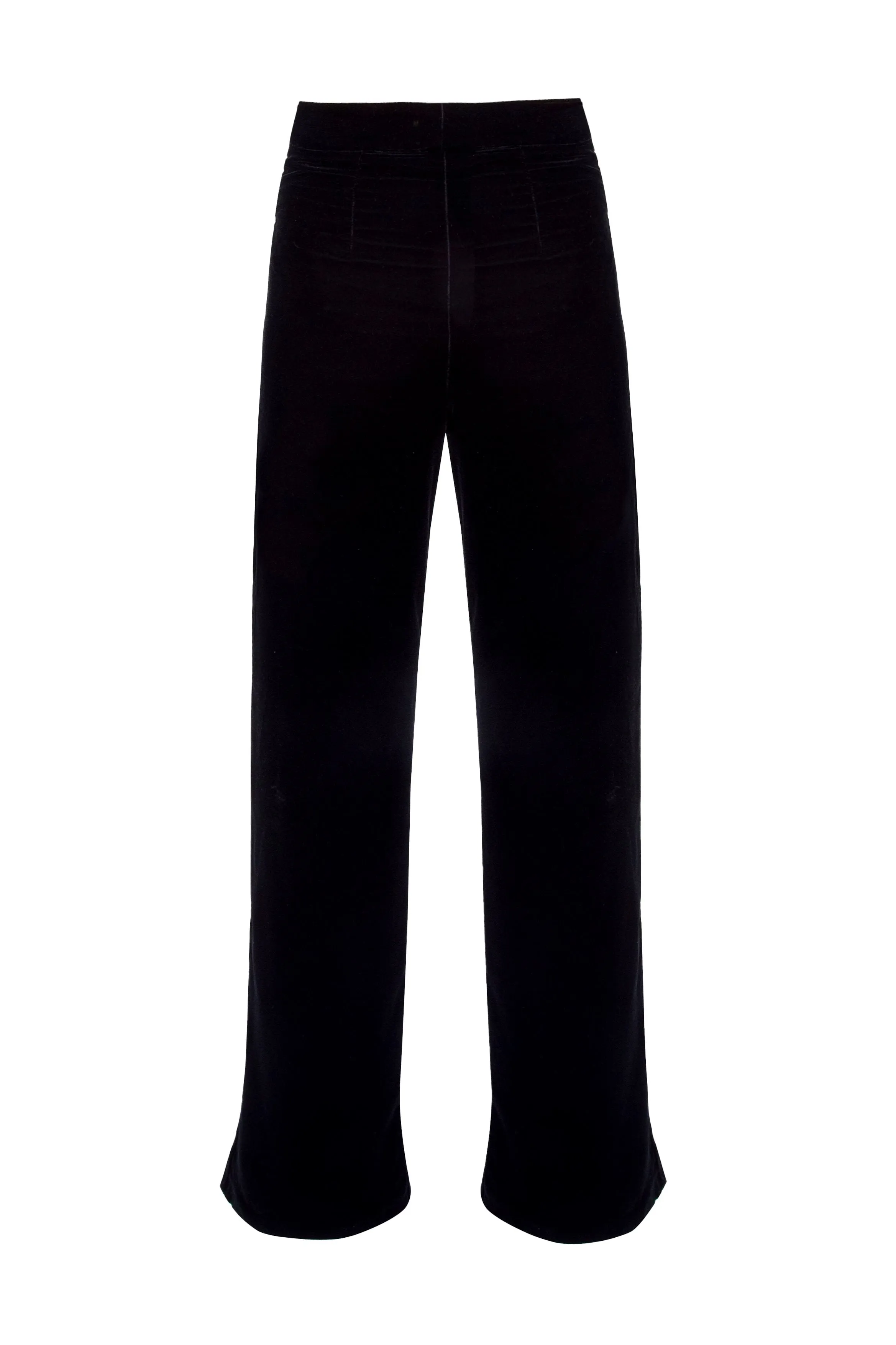 Mahtab Straight Leg Velvet Pants - Black