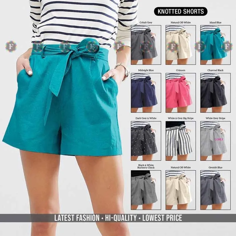 Mid-Rise Knotted Hot Pants For Women