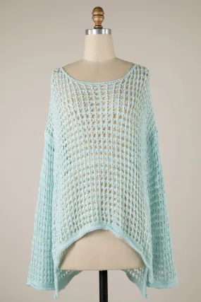 Miracle Beach Cover Up Lightweight Sweater Top in Light Blue FINAL SALE