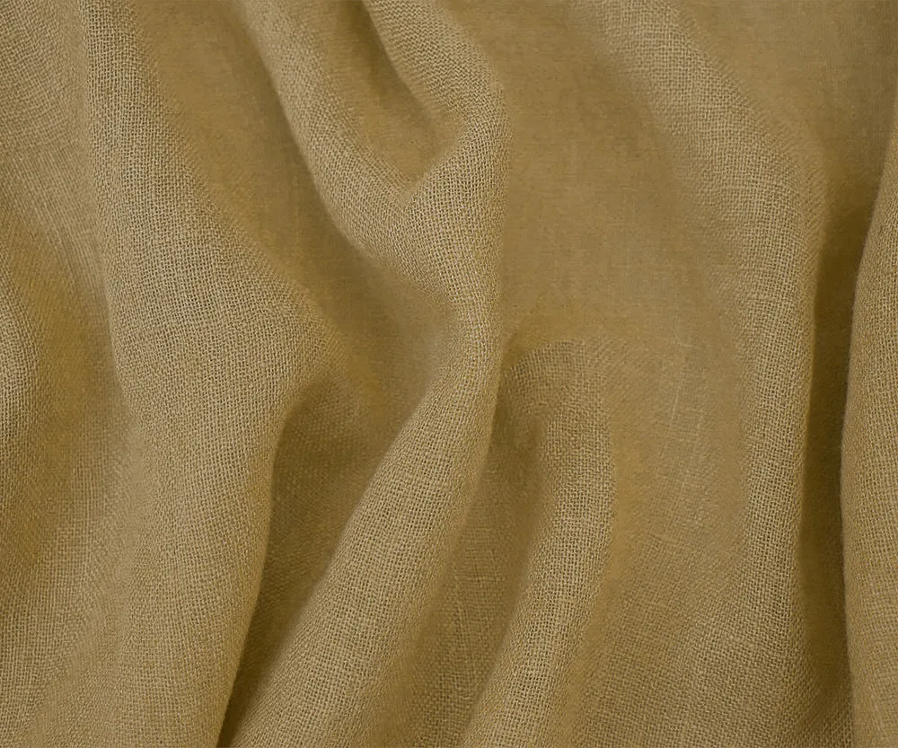 Natural Beige Washed Semi-Sheer Solid Linen Woven Fabric