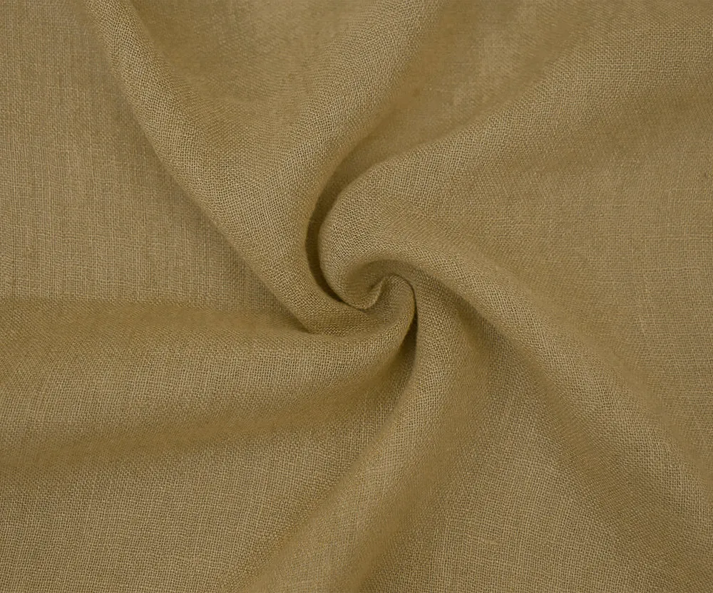 Natural Beige Washed Semi-Sheer Solid Linen Woven Fabric