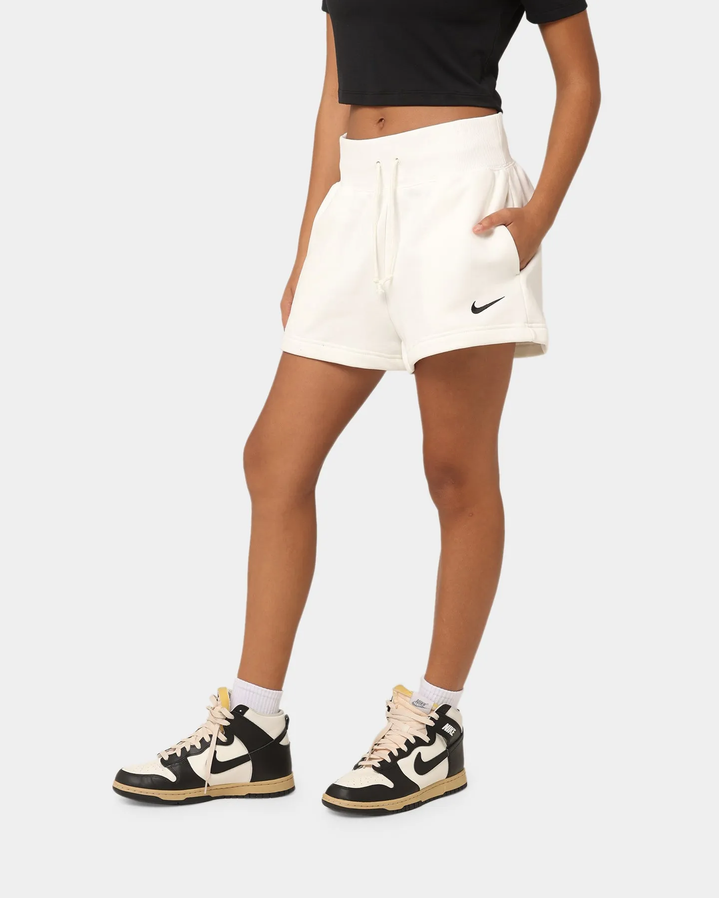 Nike Women's Nike Sportswear Style Fleece High-Waisted Shorts Sail/Black