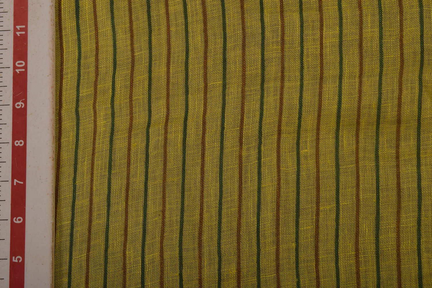 Precut of 1 Meter of Yellow Printed Linen Fabric