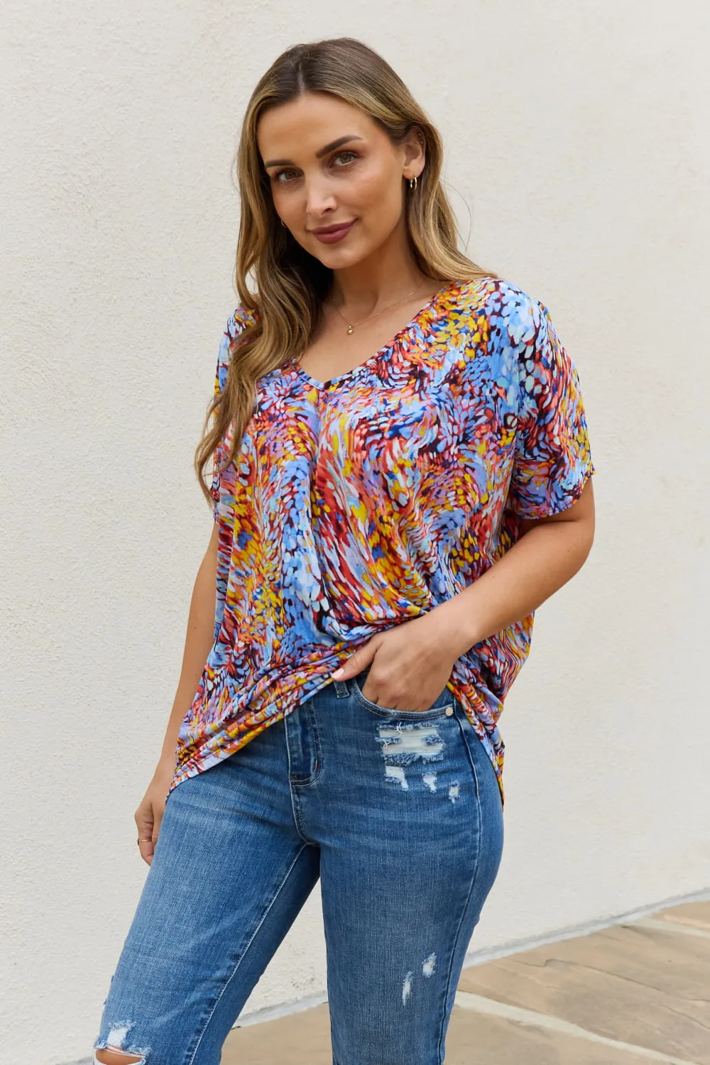 Printed Dolman Flowy Top