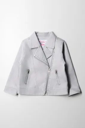 Pu Biker Jacket Light Blue