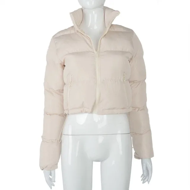 PU Leather Bubble Puffer Winter Warm Jacket