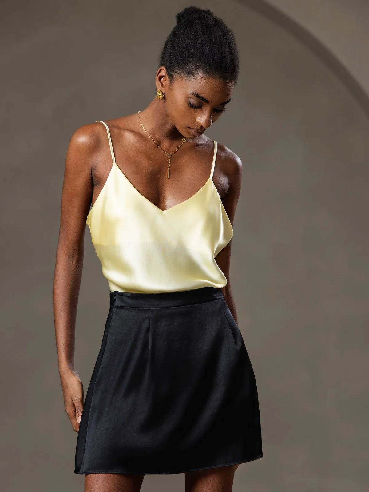 Pure silk V-neck Spaghetti straps camisole