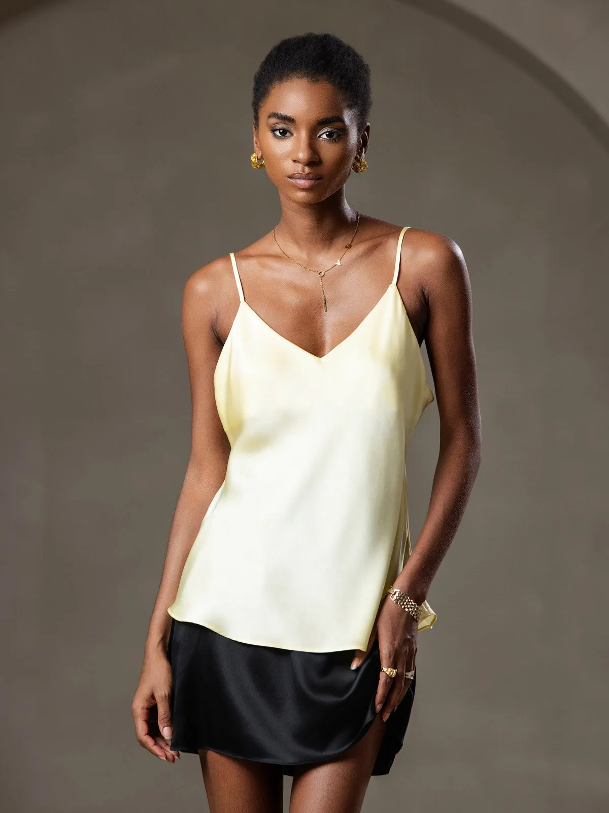 Pure silk V-neck Spaghetti straps camisole