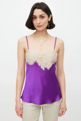 Purple & Cream Silk & Lace Camisole