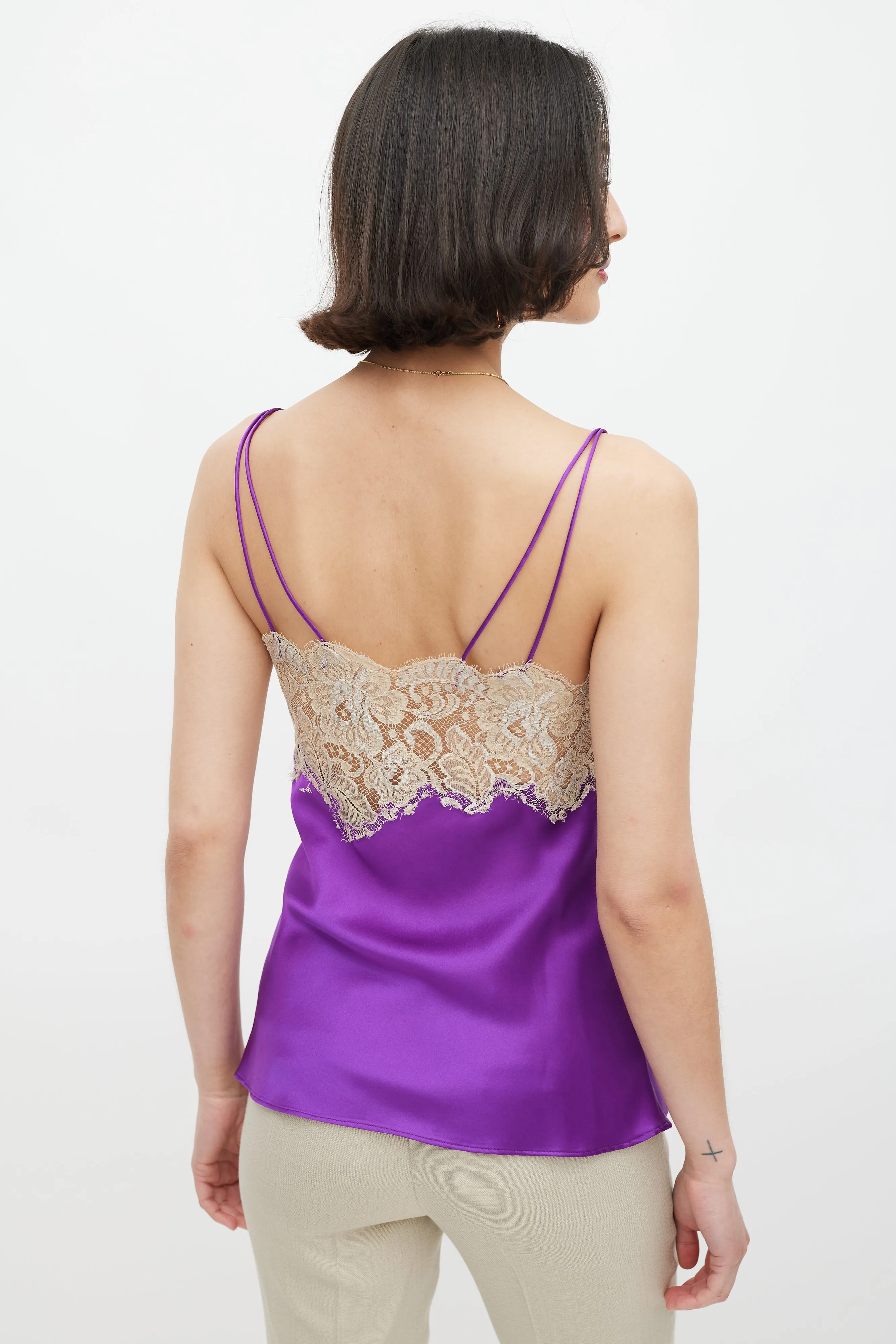 Purple & Cream Silk & Lace Camisole