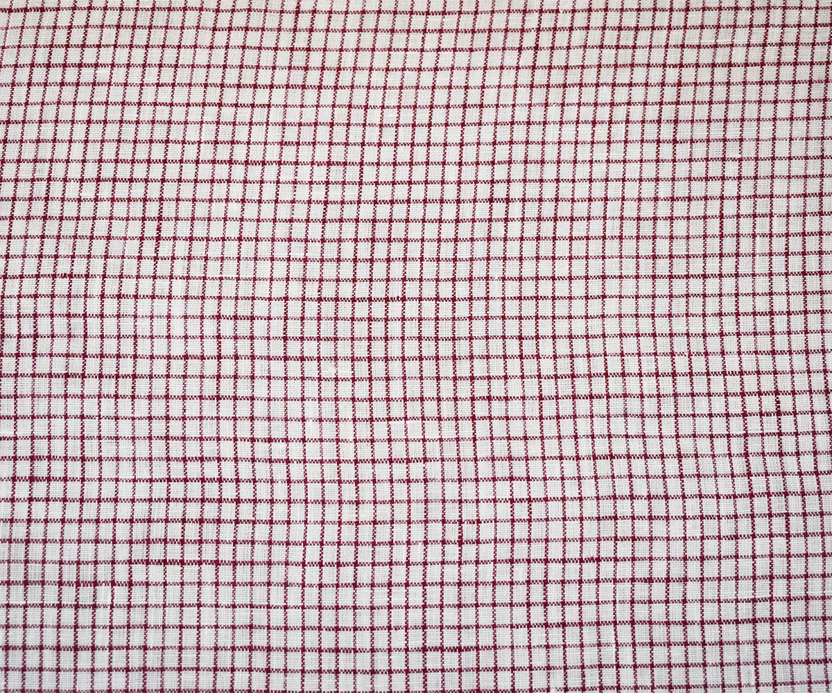 Red-White Spence Bryson Grid Check Washed Irish Linen Woven Fabric