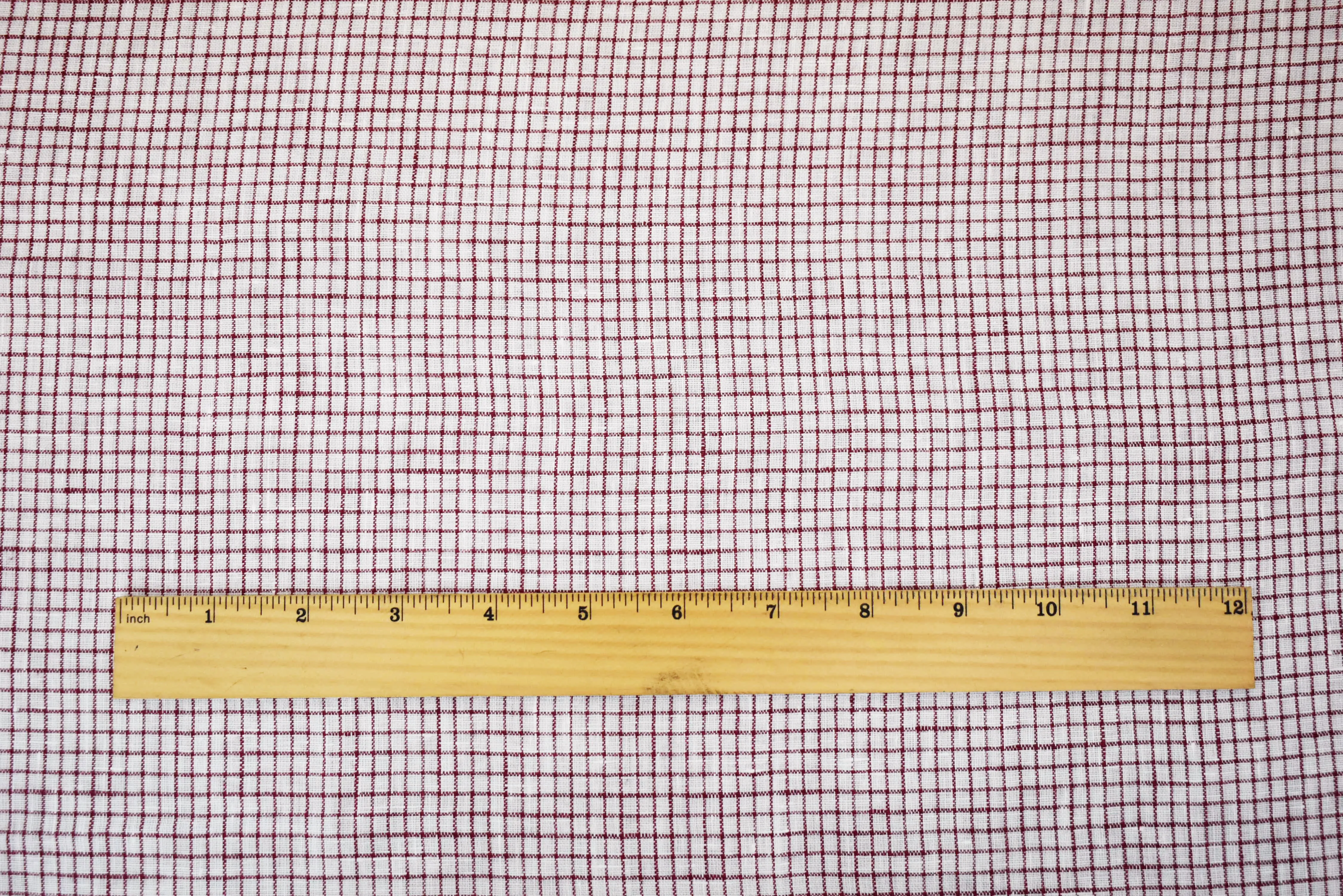 Red-White Spence Bryson Grid Check Washed Irish Linen Woven Fabric