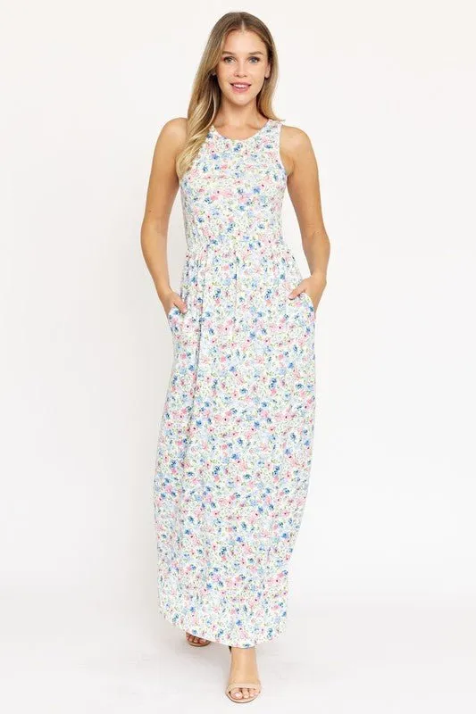 Seeking Summer White Floral Maxi Dres