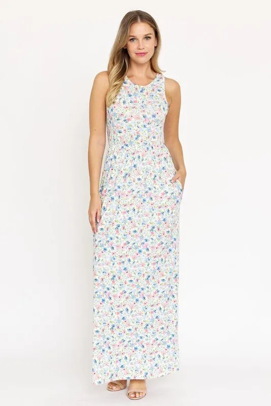 Seeking Summer White Floral Maxi Dres