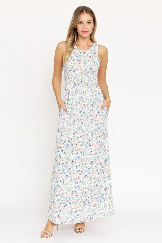 Seeking Summer White Floral Maxi Dres