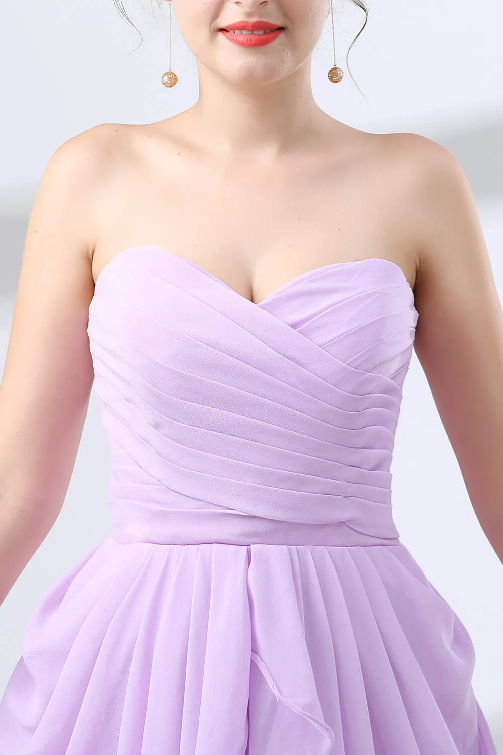 Short A Line Ruffle Strapless Homecoming Dresses