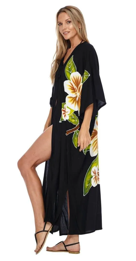 SHU-SHI Women's Kimono Cardigan - Floral Robe Beach Cover-Up, Open Front, One Size