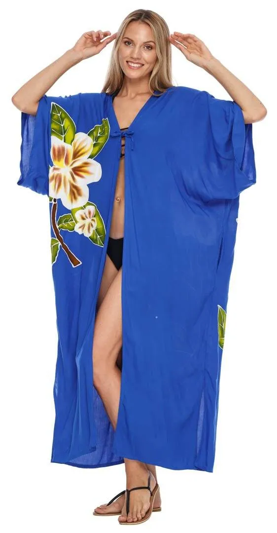 SHU-SHI Women's Kimono Cardigan - Floral Robe Beach Cover-Up, Open Front, One Size