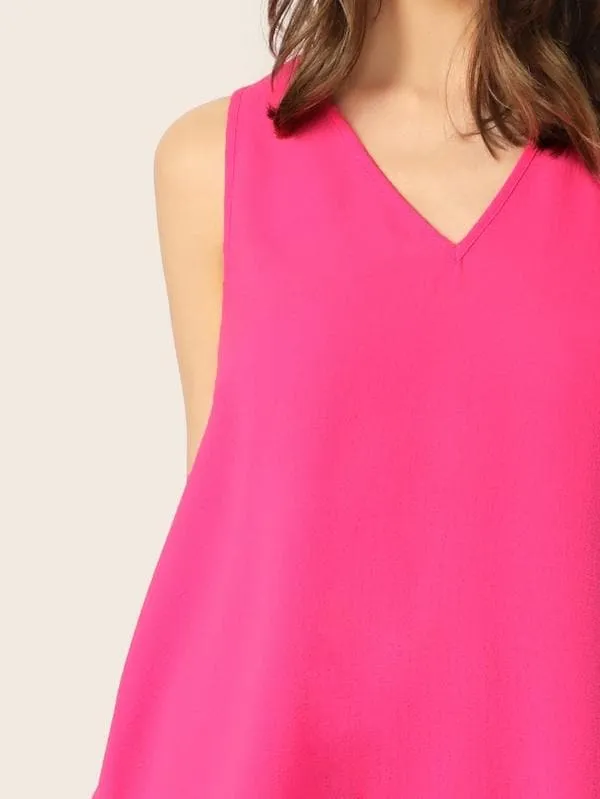 Sleeveless V-neck Flowy Top