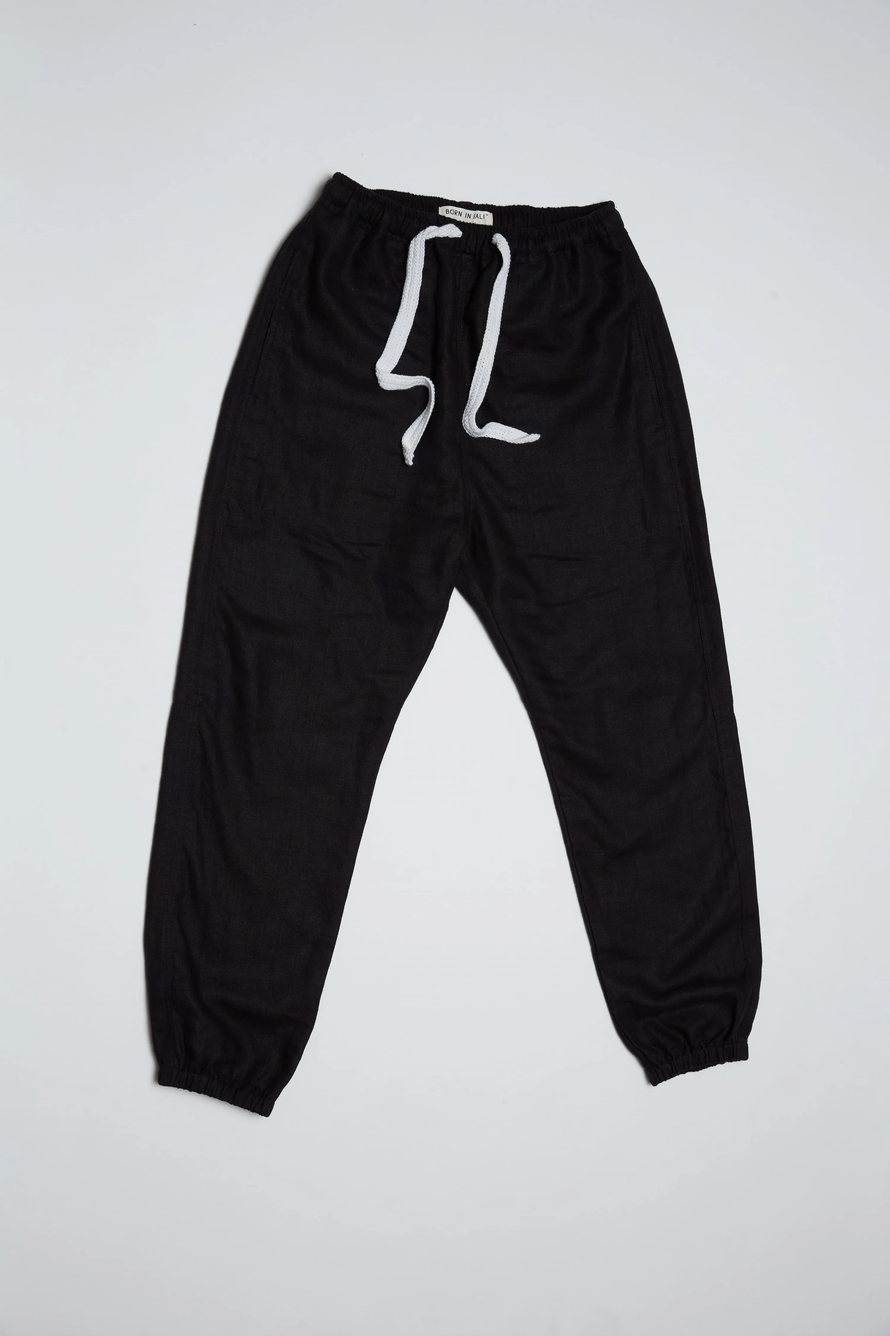 SOCIETY LOUNGE LINEN LONG PANTS IN BLACK