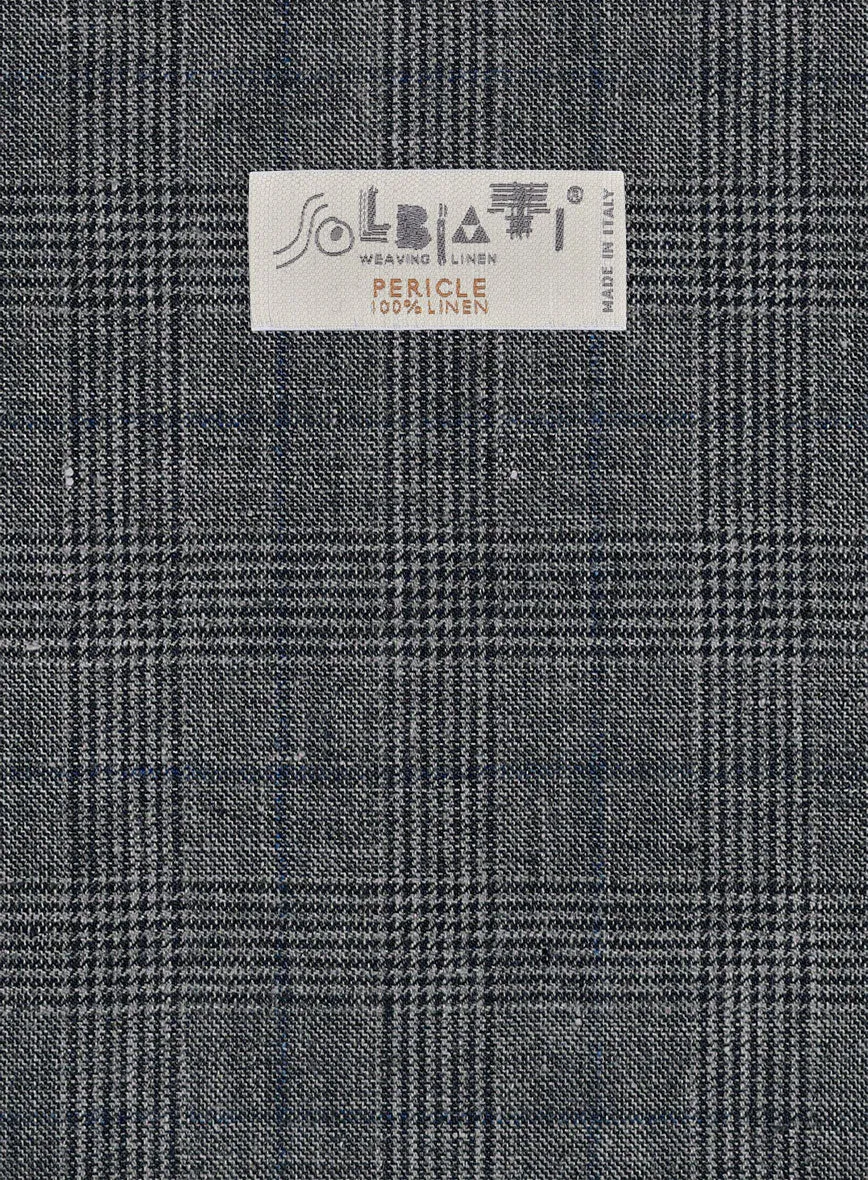 Solbiati Slate Blue Glen Linen Pants