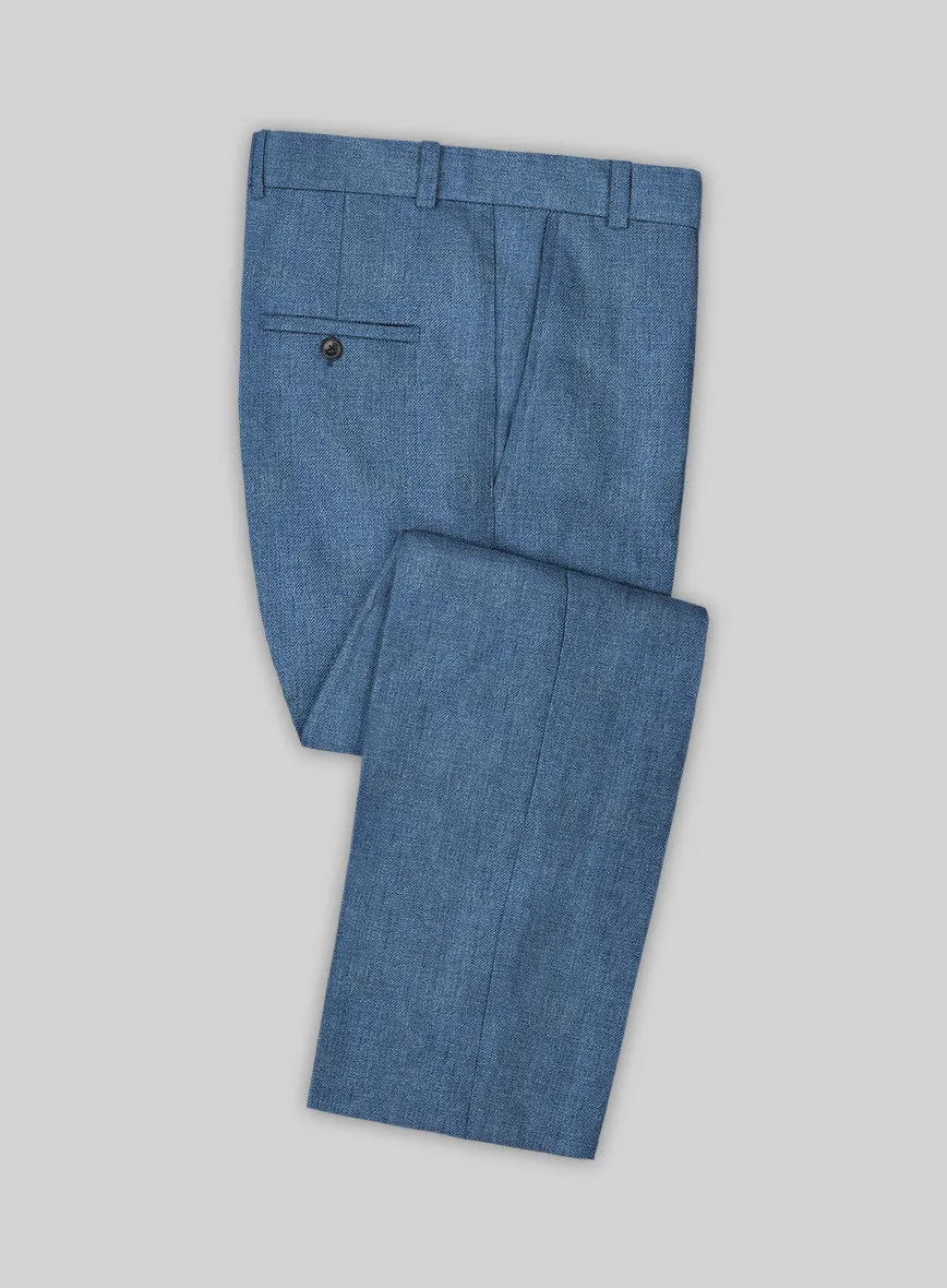 Solbiati Twill Stone Blue Linen Pants