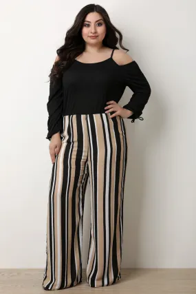 Striped High Rise Palazzo Pants