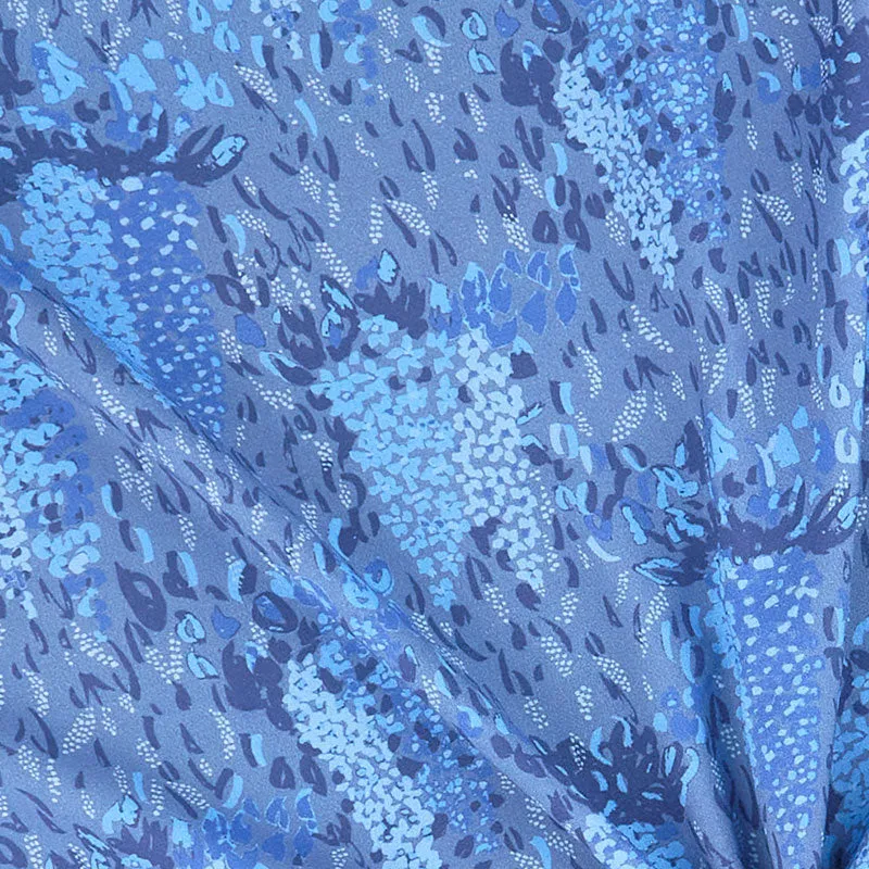 Tammie Green - Fox Glove Blue Rayon Yardage