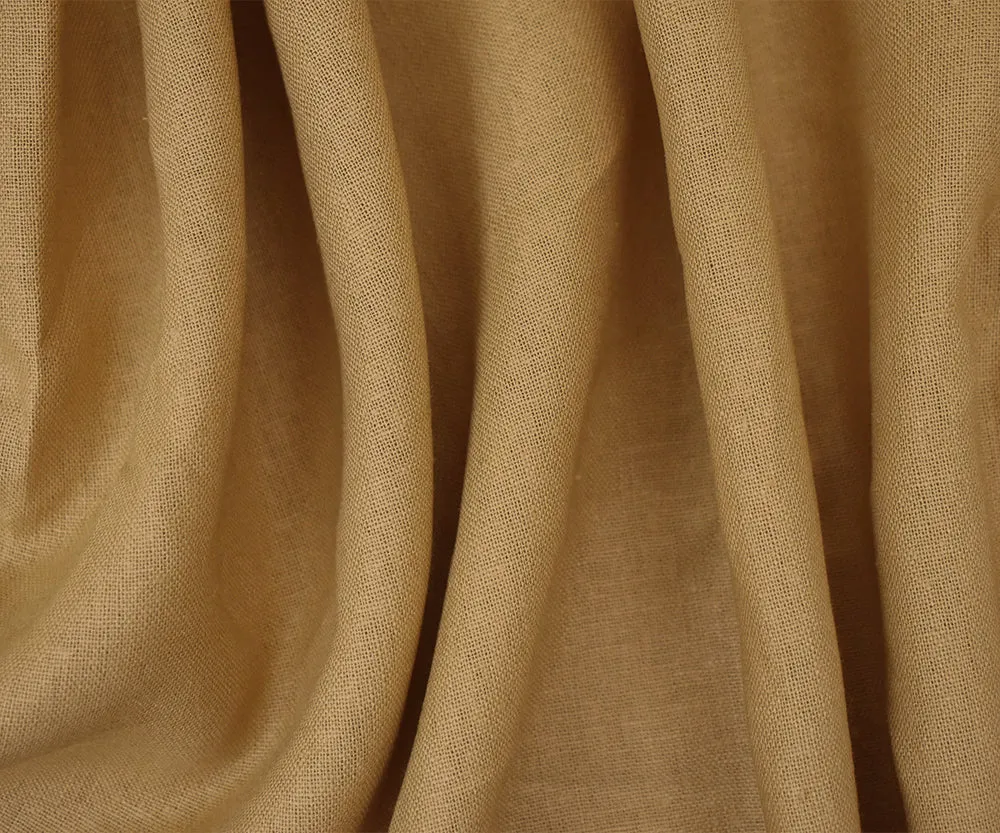 Tan Beige Solid Linen Woven Shirting Fabric