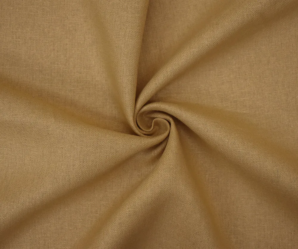 Tan Beige Solid Linen Woven Shirting Fabric