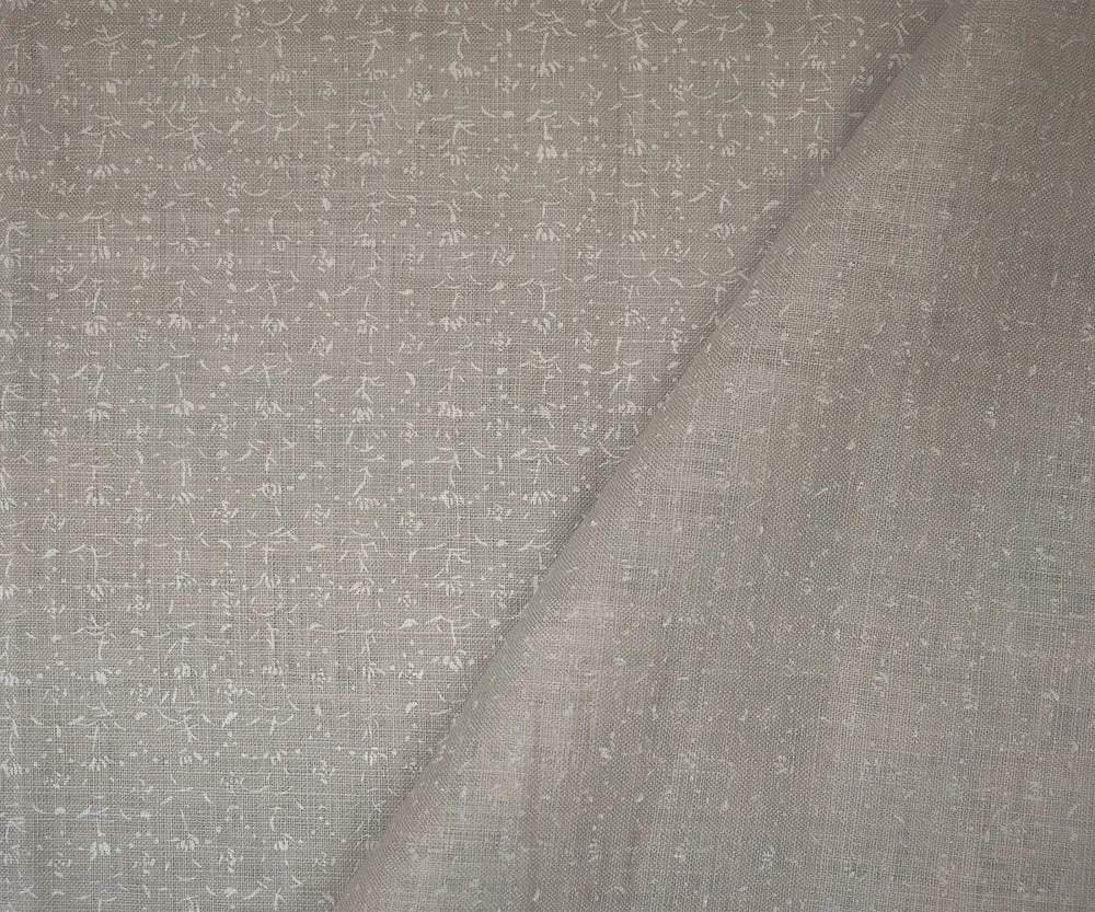 Taupe -White Nani IRO Dainty Abstract Pattern Print Linen Sheeting Fabric