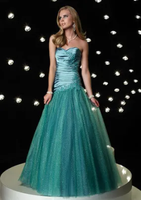 Teal Green Strapless Sweetheart Tulle Home Coming Prom Formal Dress HB117A