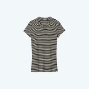 The Softest Ribbed Crew Neck T-Shirt - Sea Urchin & Oatmeal Stripe