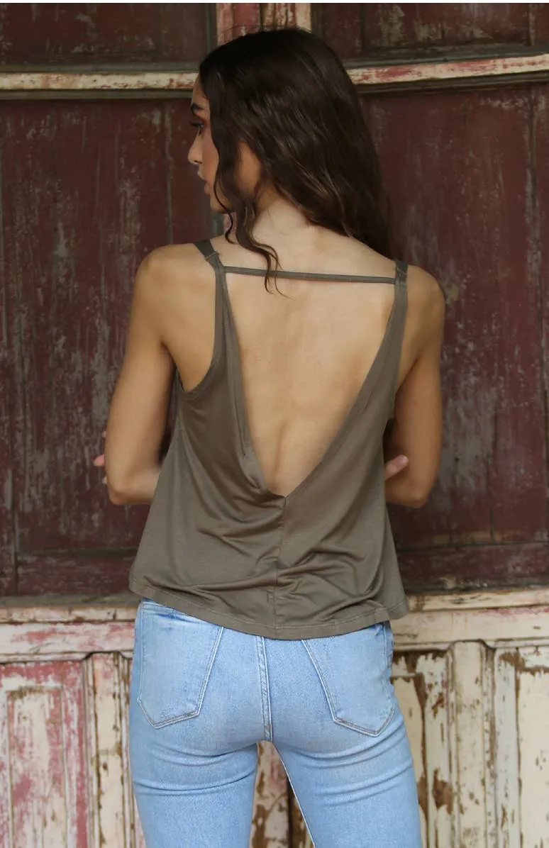 V-Neck Flowy Tank with an Open Back