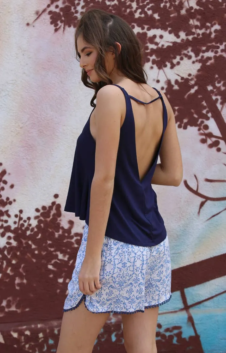 V-Neck Flowy Tank with an Open Back